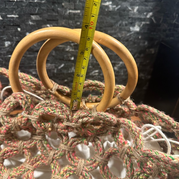 Estrella Shirleah Jute Bag Multicolor Round Wood Handles Vegan Made in India - Picture 11 of 13